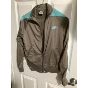 Nike athletic full Zip jacket pants combo gray/blue XS(0-2)